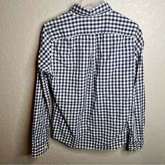 NWT Abercrombie&fitch Muscle Long Sleeve Checkered Blue and White Collard Top - Picture 4 of 8
